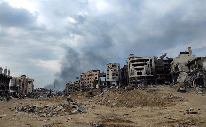 Edificios destruidos por el Ejército de Israel en bombardeos en el norte de la Franja de Gaza