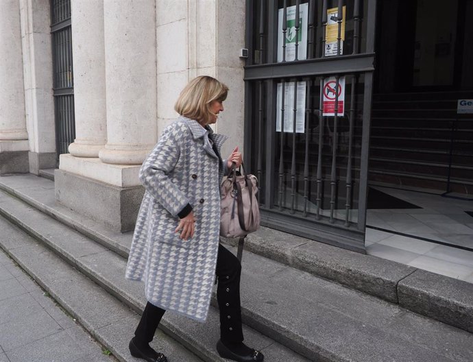 La exconsejera de Haciena, Pilar del Olmo, entra en la Audiencia de Valladolid para declarar como testigo en el juicio de 'La Perla'.