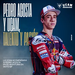 Pedro Acosta, piloto mazarronero de MotoGP, campeón del mundo de Moto 3 (2021) y de Moto 2 (2023), se incorpora a la familia deportiva de la UCAM.