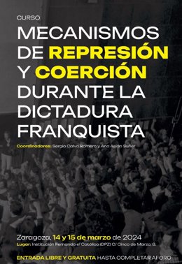 Cartel del curso sobre la represión durante la dictadura franquista