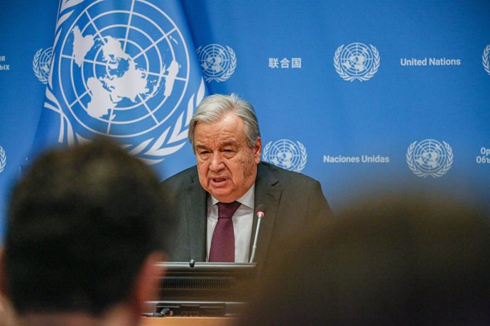 Archivo - 08 February 2024, US, New York: UN Secretary-General Antonio Guterres speaks during a press conference about his priorities for 2024. Photo: Bianca Otero/ZUMA Press Wire/dpa