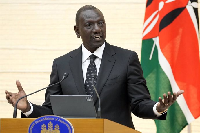 Archivo - February 8, 2024, Tokyo, Japan: Kenyan President William Ruto speaks during his joint press conference with Japanese counterpart Fumio Kishida at the prime minister office in Tokyo, Thursday, Feb. 8, 2024.