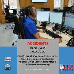 Imagen del 112 en la que informa sobre el accidente.