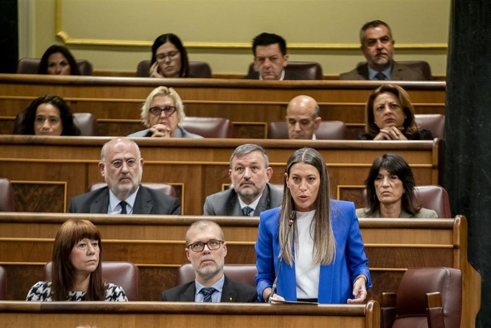 La portavoz de Junts en el Congreso, Miriam Nogueras, en el Congreso de los Diputados, a 21 de febrero de 2024, en Madrid (España). 