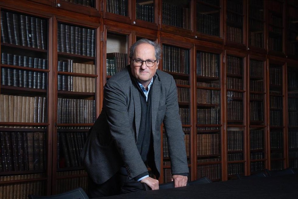 El expresidente de la Generalitat, Quim Torra, en una entrevista de Europa Press con motivo de la publicación de 'Armand Obiols, d'una fredor que crema' (Empúries).