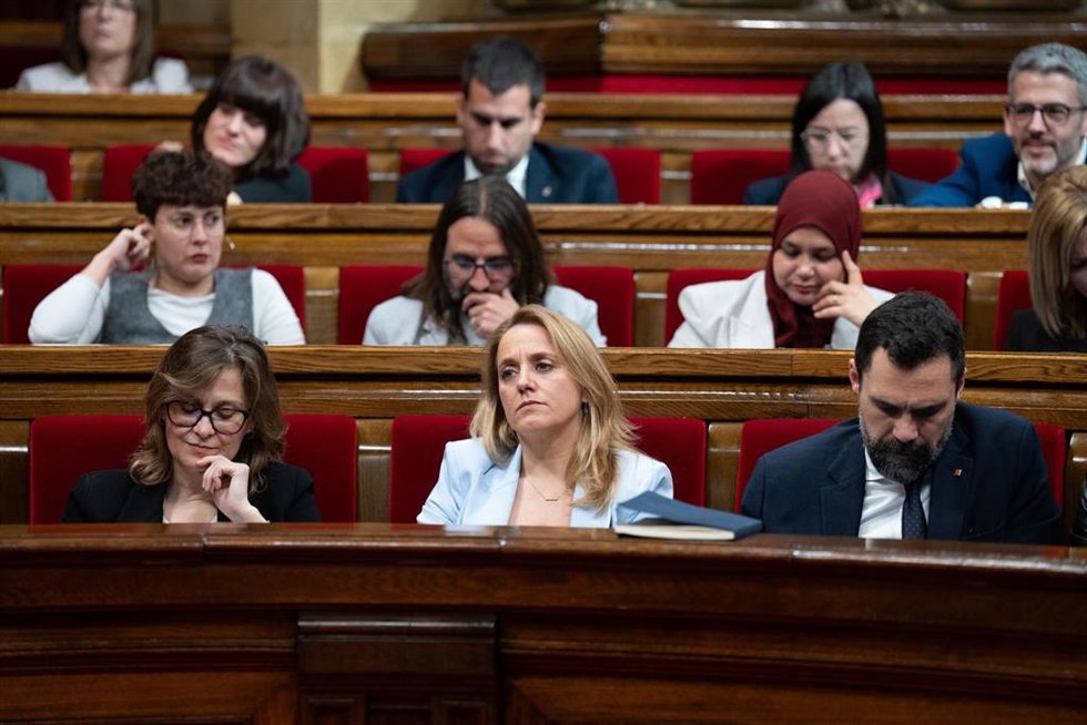 La consellera de Economía de la Generalitat, Natlia Mas, en el pleno del Parlament