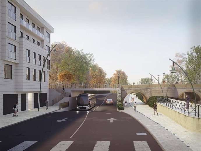 Diseño del proyecto planteado por el PP para la mejora del acceso por el puente de San Marcos.