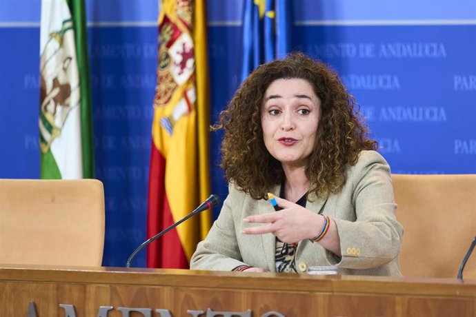 La portavoz del Grupo Por Andalucía, Inma Nieto, este miércoles en rueda de prensa. 
