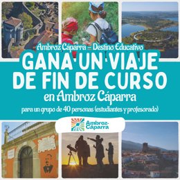 Cartel del sorteo de un viaje de fin de curso convocado por la Diputació de Cáceres