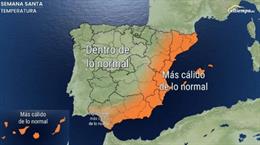 La Semana Santa será más lluviosa en Galicia y Asturias, pero más cálida en el Mediterráneo, según eltiempo.Es