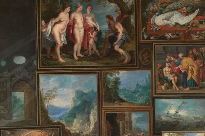 Detalle de La Vista y el Olfato. Hendrick van Balen, Jan Brueghel el Joven, Frans Francken II, Sebastian Vrancx y otros. Museo Nacional del Prado.
