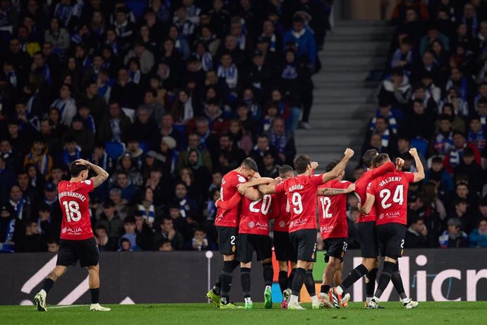 Giovanni Alessandro Gonzalez of RCD Mallorca celebrates after scoring the team's first goal during the Copa del Rey match between Real Sociedad and RCD Mallorca at Reale Arena on February 27, 2024, in San Sebastian, Spain.