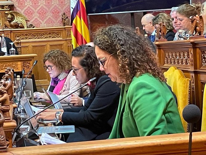 Archivo - La portavoz del PSIB en el Consell de Mallorca, Catalina Cladera, interviene en el pleno.