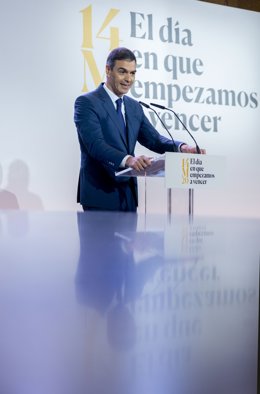 El presidente del Gobierno, Pedro Sánchez, preside el acto 'El día en que empezamos a vencer', en el Instituto Cervantes, a 13 de marzo de 2024, en Madrid (España).