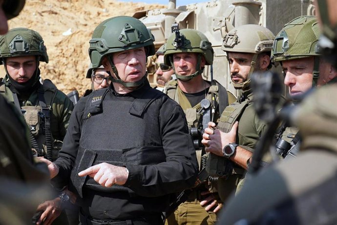 February 29, 2024, Gaza Strip: Minister of Defense YOAV GALLANT visits the northern Gaza Strip. Gallant observed and was briefed on various methods employed in the destruction of terror tunnels.