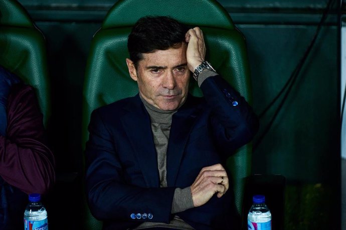 El entrenador del Villarreal CF, Marcelino García Toral, en el Benito Villamarín.