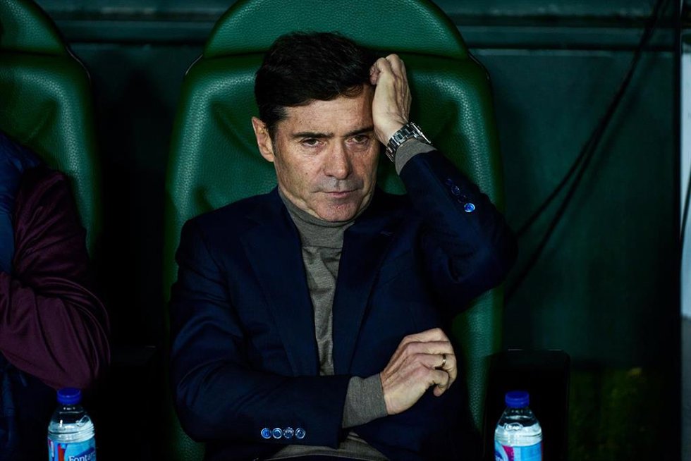 El entrenador del Villarreal CF, Marcelino García Toral, en el Benito Villamarín.