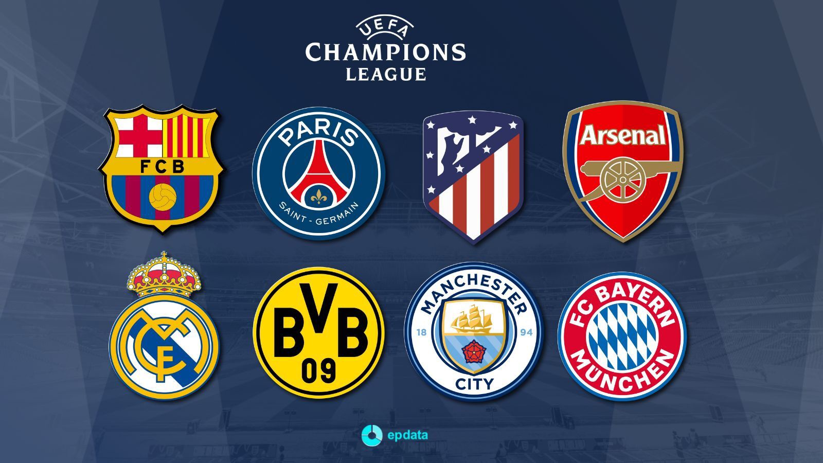 Equipos participantes en el sorteo de los cuartos de final de la UEFA Champions League 2023-24.