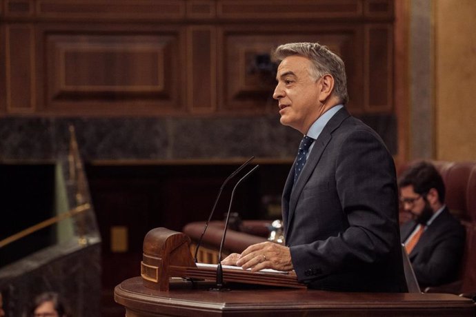 El candidato del PP del País Vasco para las próximas elecciones autonómicas, Javier de Andrés, interviene durante una sesión plenaria, en el Congreso de los Diputados, a 12 de marzo de 2024, en Madrid (España). 