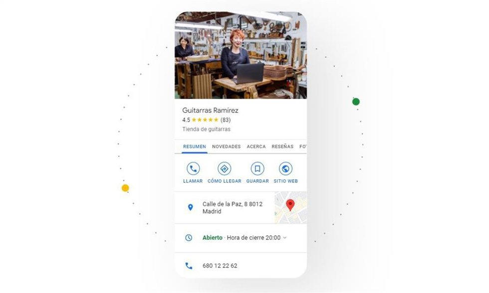 Interfaz de una cuenta de Google Business