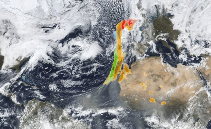 Mapa del Servicio de Vigilancia Atmósferica de Copernicus (CAMS) sobre el invierno boreal 2023-24