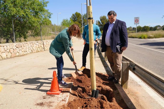 Belén Soto, durante una visita a los trabajos de plantación.