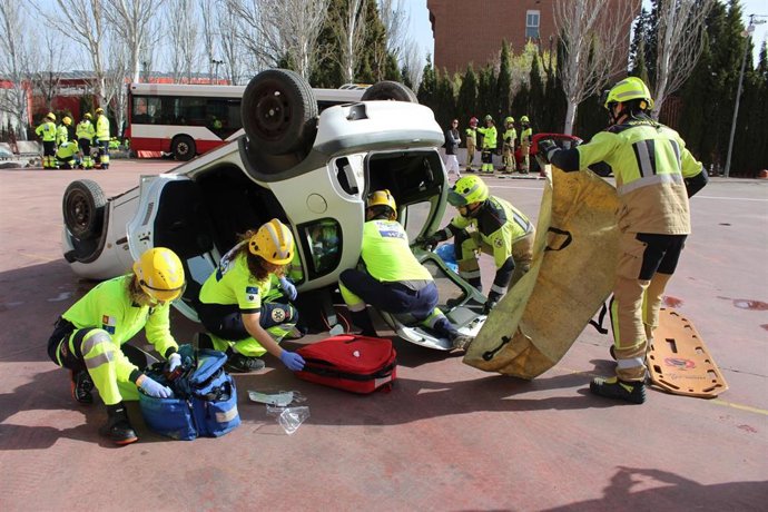 Ejercicio de emergencias en el Parque de Bomberos de Albacete.
