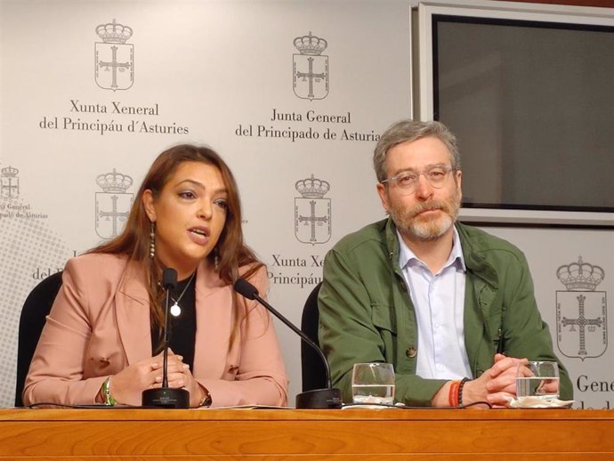 La portavoz de Vox en la Junta General, Carolina López, y el diputado de Vox Javier Jové