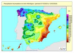 Las lluvias acumuladas en España se sitúan un 9% por encima de su valor normal.