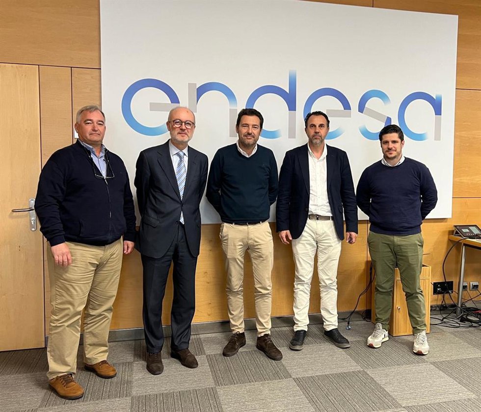 El responsable de Atención al Cliente de Endesa, Rafel Nicolau, el director general de Endesa Baleares, Martí Ribas, el responsable de Ventas Aragón y Baleares Endesa, Manuel Fernández-Roca, y miembros del Colegio de Administradores de Fincas de Baleares