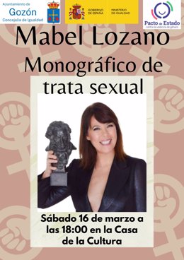 Cartel de la charla que ofrece Mabel Lozano.