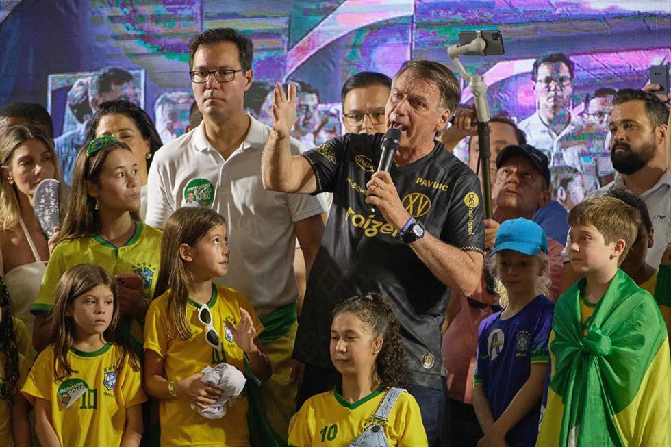 Jair Bolsonaro en un mitin.