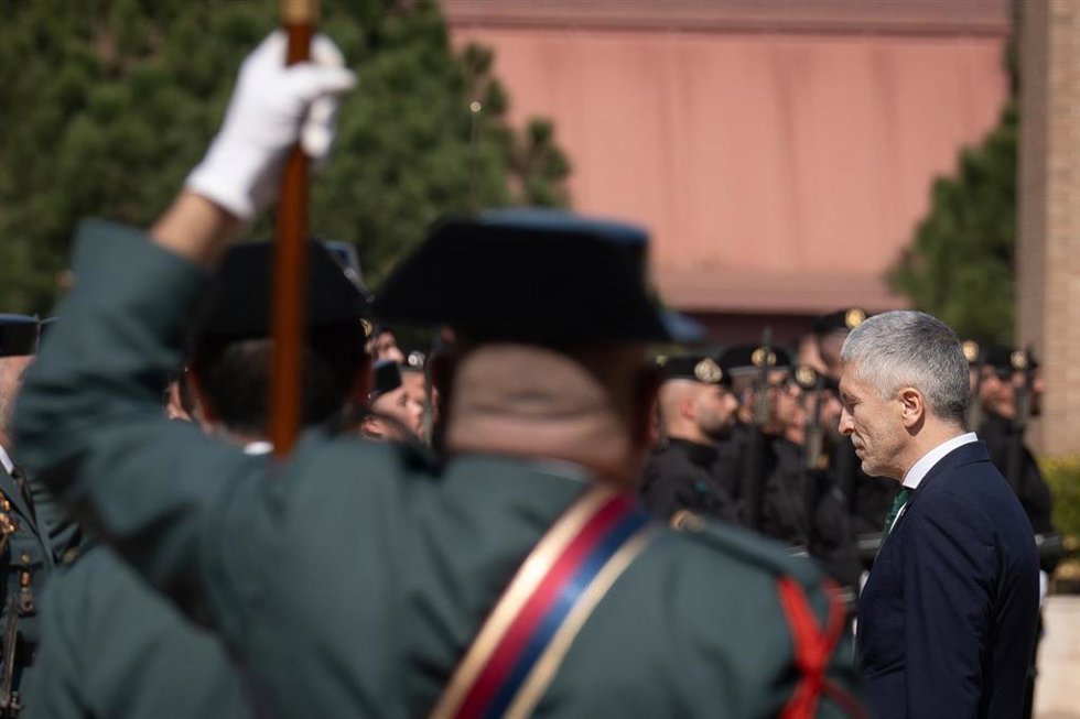 El ministro del Interior, Fernando Grande-Marlaska, en el acto de toma de posesión del nuevo jefe de la Guardia Civil en Catalunya.