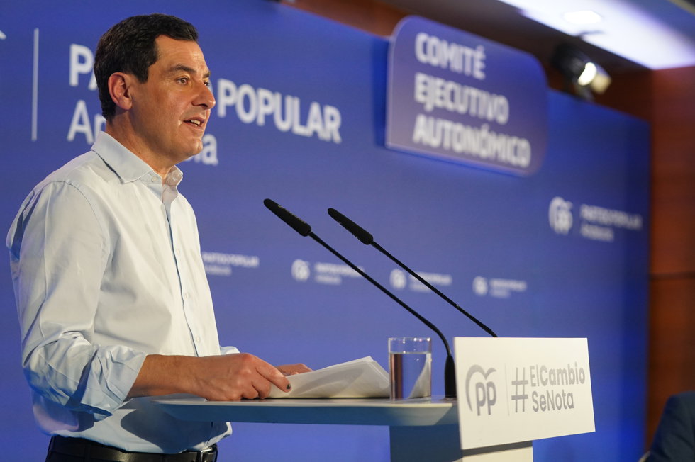 El presidente del PP-A, Juanma Moreno, interviene en Almería ante el Comité Ejecutivo del partido