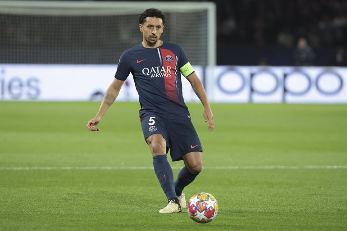 Marquinhos of PSG during the UEFA Champions League, Round of 16 1st leg football match between Paris Saint-Germain (PSG) and Real Sociedad on February 14, 2024 at Parc des Princes stadium in Paris, France - Photo Jean Catuffe / DPPI