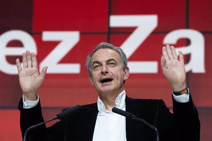 El expresidente del Gobierno José Luis Rodríguez Zapatero en su discurso