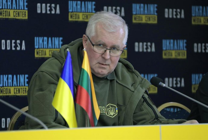 Archivo - February 9, 2023, Odesa, Ukraine: Minister of National Defence of the Republic of Lithuania Arvydas Anusauskas attends a joint briefing with Minister of Defenñe of Ukraine Oleksii Reznikov in Odesa, southern Ukraine.