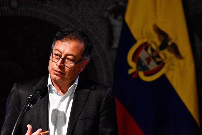 February 28, 2024, Bogota, Cundinamarca, Colombia: Colombian president Gustavo Petro speaks during the inauguration ceremony of the International Tourism Showcase 'ANATO' in Corferias, Bogota, Colombia, on February 28, 2024.