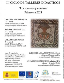 Talleres didácticos sobre la Antigua Roma en el Museo Arqueológico de Asturias.
