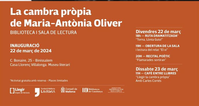 El Consell inaugurará el próximo viernes la biblioteca Maria-Antnia Oliver en Binissalem