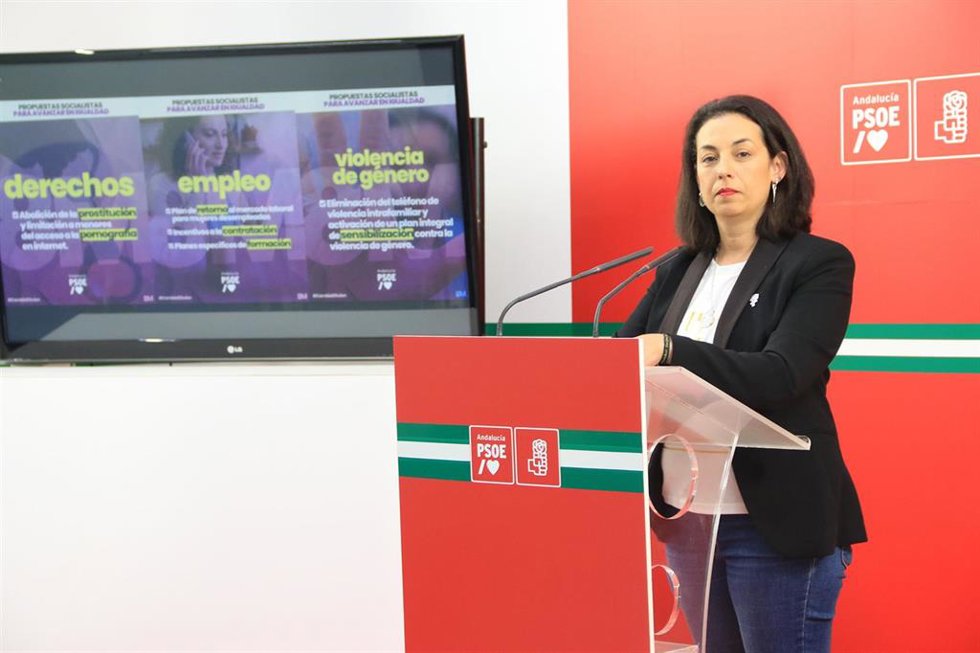 La parlamentaria del PSOE-A Mercedes Gámez, en rueda de prensa. (Foto de archivo). 