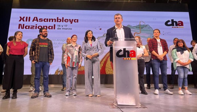 El presidente de CHA, Joaquín Palacín, en la clausura de la Asambleya Nazional.