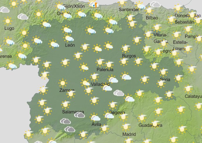 Cielos con intervalos nubosos predominarán este lunes en CyL con chubascos en el noroeste y aumento de máximas
