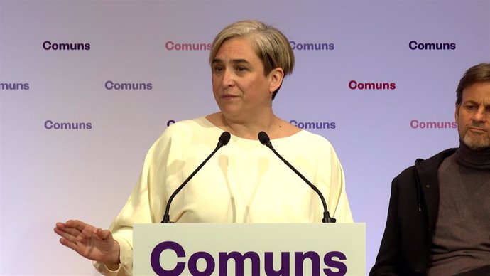 La exalcaldesa de Barcelona y líder de BComú en el Ayuntamiento, Ada Colau, en el acto de los Comuns 'Una Catalunya amb futur'