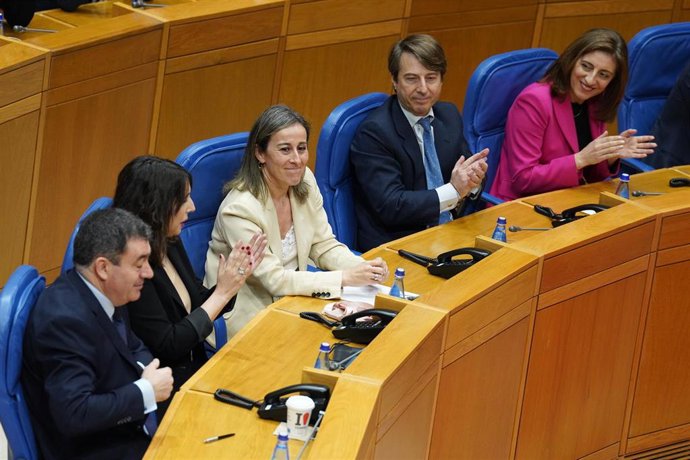 La hasta ahora conselleira de Infraestruturas en funciones, Ethel Vázquez, en el pleno de constitución de la XII legislatura Parlamento de Galicia, en la que será secretaria de la Cámara gallega