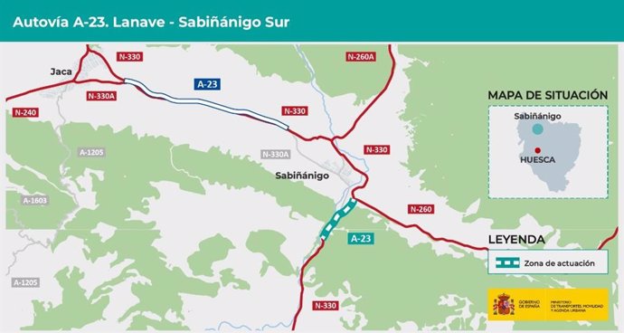 Archivo - Mitma licita por más de 115 millones las obras del último tramo de la A-23 entre Lanave y Sabiñánigo Sur