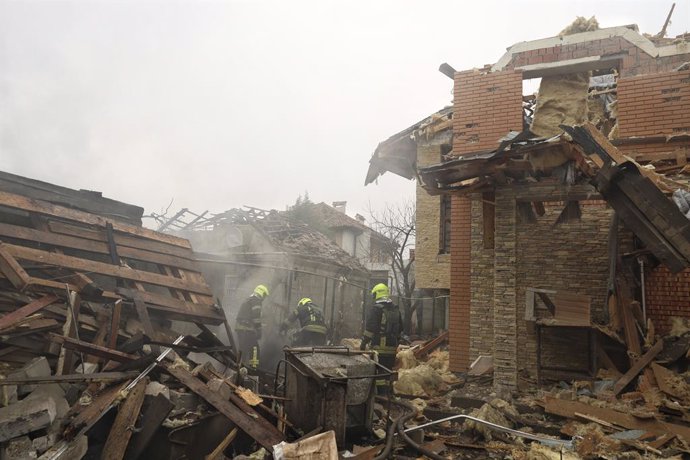 16 March 2024, Ukraine, Odessa: A general view of destruction following a Russian missile attack. Photo: ---/https://photonew.ukrinform.com/Ukrinform/dpa