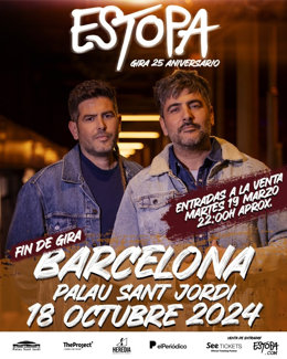 Cartel del concierto de Estopa en el Palau Sant Jordi de Barcelona en octubre