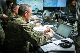 Puesto de mando en el ejercicio desarrollado en la base de Cerro Muriano.