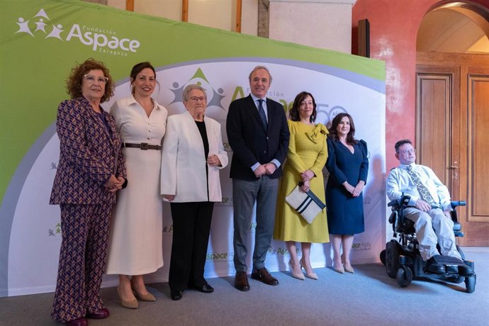 El presidente del Gobierno de Aragón, Jorge Azcón, preside los actos del 50 aniverario de Aspace Zaragoza.